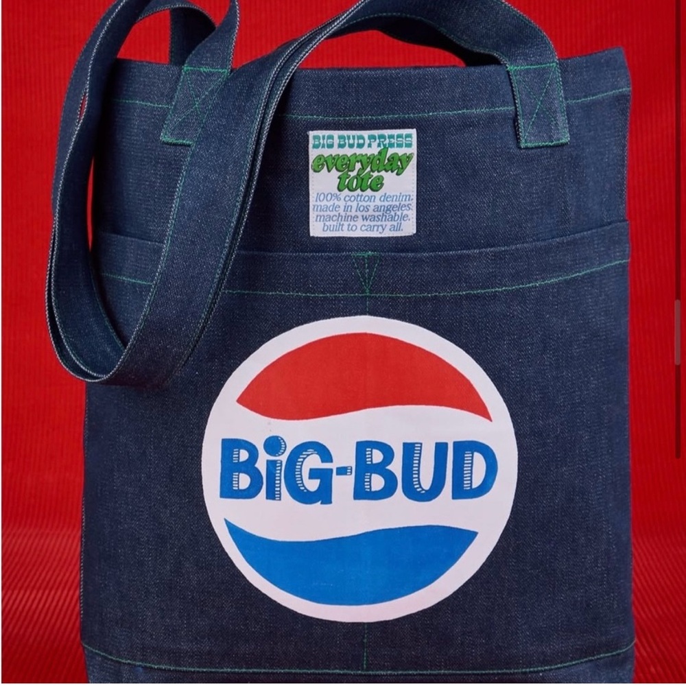 Big Bud Press Denim Tote with limited addition Bodega collection